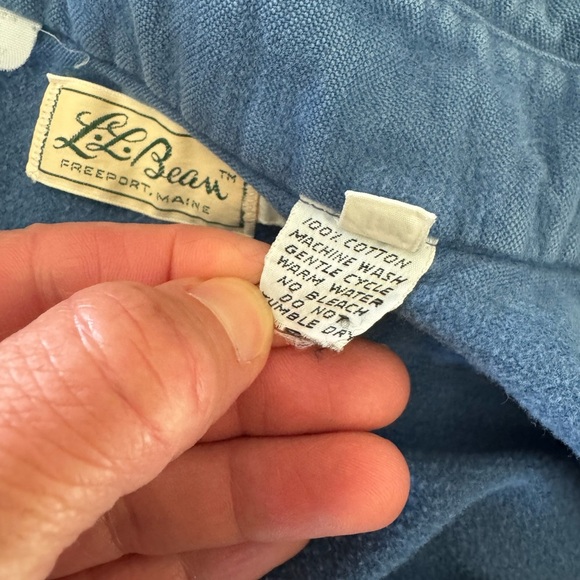 Vintage 80's L.L. Bean Men's Cotton Flannel Washed and Worn Buttondown 16.5 Long - Picture 8 of 12
